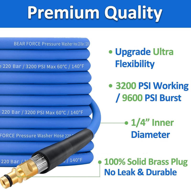 BEAR FORCE Pressure Washer Replacement Hose Super Flexible Hose 32ft, 3200 PSI Kink Resistant Hose for Kär-cher K Series Washer, for Kar-cher Click Type Plug Quick Connector Accessories Extension Clean Pipe - Image 2